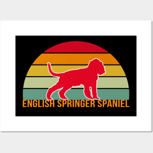 English Springer Spaniel Vintage Silhouette Posters and Art